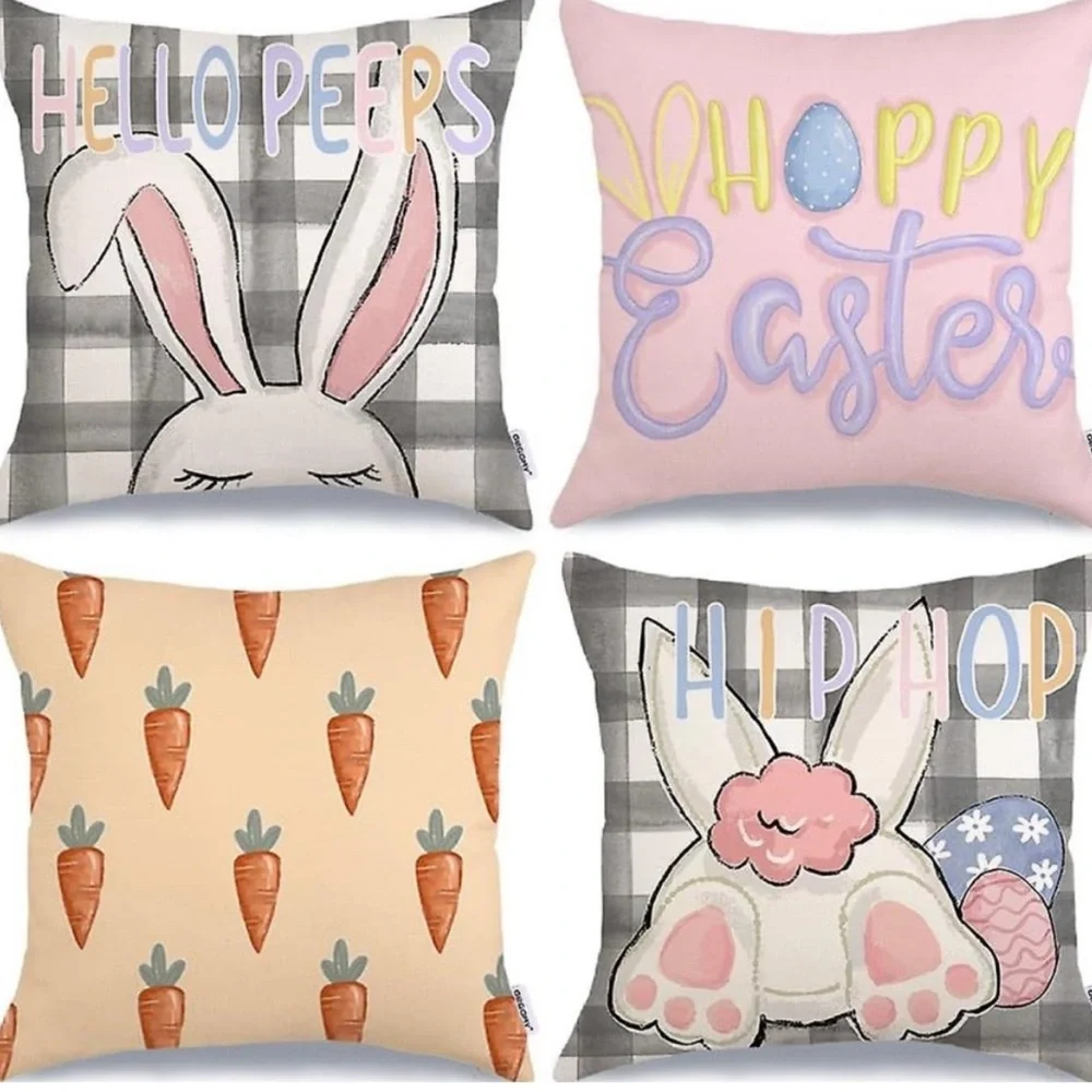 SET OF 4 Easter Spring pillow covers 18X18. NWOT